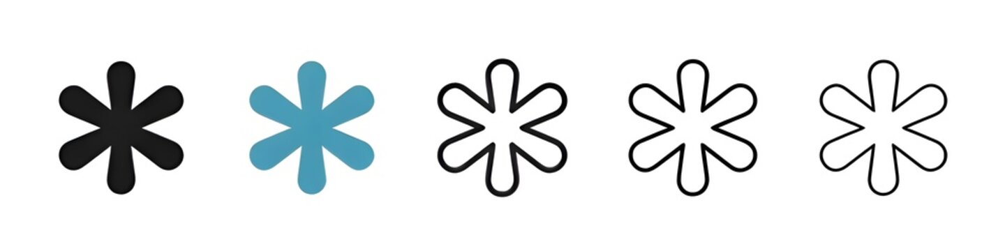 Asterisk line icon set. password or passcode asterisk vector icon for UI designs. Thin line customizable illustration. Contour symbol. Vector isolated outline drawing. Editable stroke