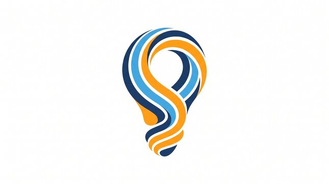 Modern abstract light bulb graphic with swirling color bands for innovation with evoking innovation forward thinking design against clean white background