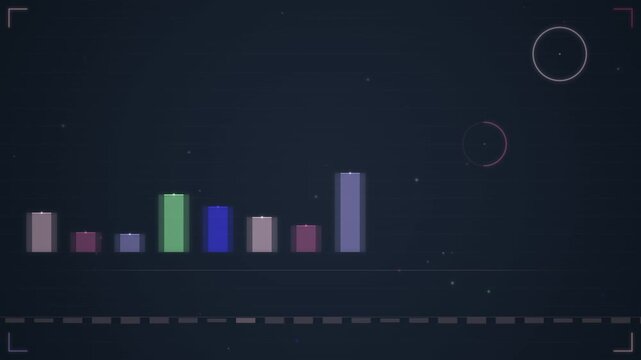Looping tech background with colorful audio equalizer bars against a dark starry backdrop
