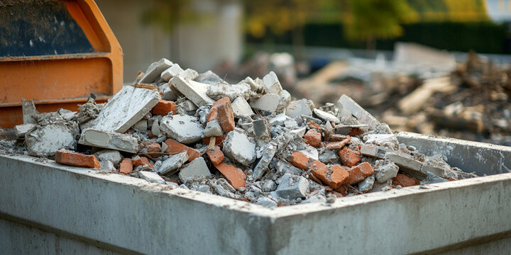 Close-up view of construction debris in a building site Generative AI