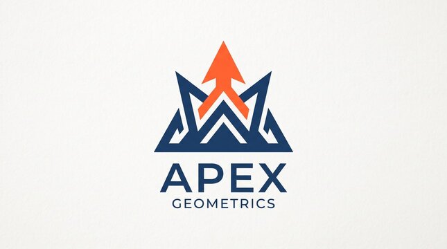 Modern minimalist mountain logo with ascending arrow design for geometric brand identity with geometric design against neutral background evoking progress excellence clean
