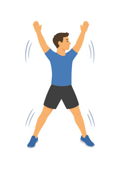 man performing jumping jacks exercise for a full body workout vector illustration