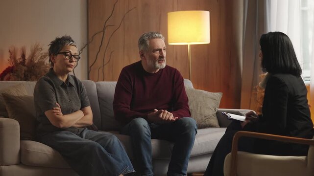Middle-aged man complains about spouse to psychologist, relationship issues