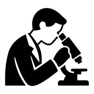 Black scientist with microscope icon vector illustration for laboratory research and scientific analysis