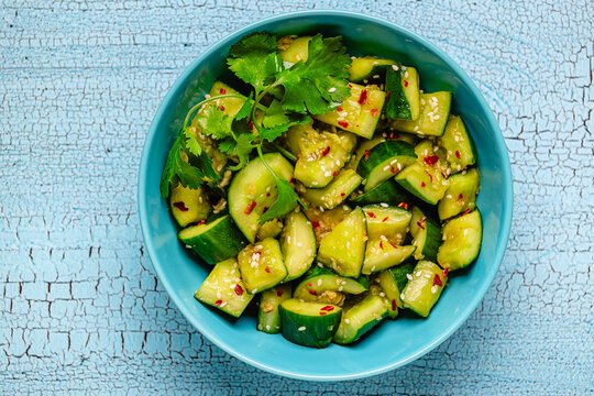 Chinese smashed cucumber salad with sesame