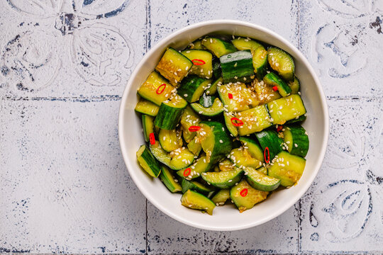Chinese smashed cucumber salad with sesame