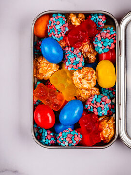 A delicious, sweet, varied snack in a small, trendy box