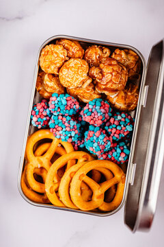 A delicious, sweet, varied snack in a small, trendy box