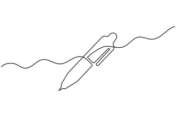 Obraz premium Ball pen lineart continuous one line art with editable stroke minimalist outline design