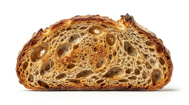 Crispy sourdough bread slice ren&hellip;, isolated on pure white background