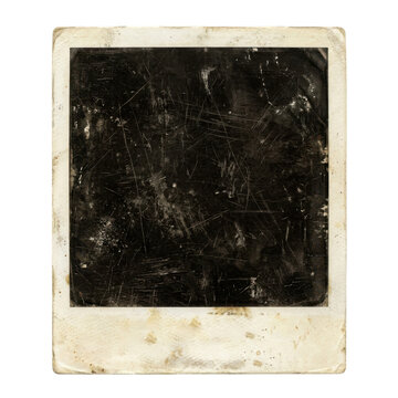 Vintage polaroid photo frame with starry night sky isolated on white background