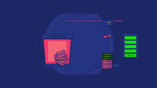 Abstract animated ballot tally counting up drawn as blue and cyan lines and shapes on a deep dark background. Seamless looping 4K motion graphics video with free space for text, ideal for business pre