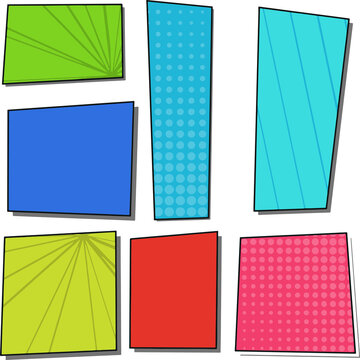 Set of colorful comic book speech bubbles and frames