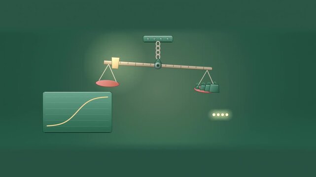 Abstract animated exam item difficulty curving drawn as green and teal lines and shapes on a deep dark background. Seamless looping 4K motion graphics video with free space for text, ideal for educati