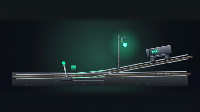 Abstract animated curriculum learning path branching out drawn as cyan and teal lines and shapes on a deep dark background. Seamless looping 4K motion graphics video with free space for text, ideal fo