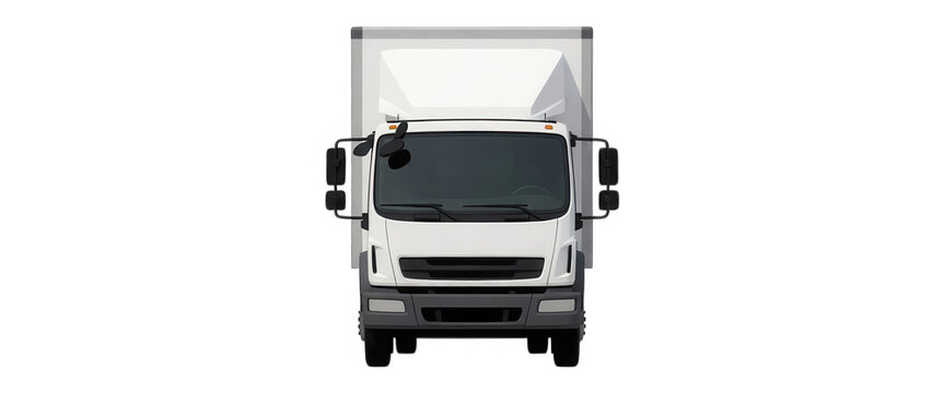 White Delivery Truck Front View Transparent Background