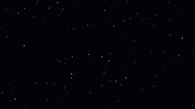 Seamless looping starry night sky background with glowing particles scattered across deep darkness