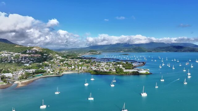 Spectacular cinematic aerial footage of Airlie Beach Whitsundays Queensland Australia