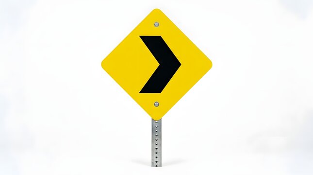 Yellow diamond warning sign with black chevron arrow pointing right