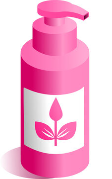 Cosmetics and Personal Care Products Isometric Illustration. Lotion Pump Bottle