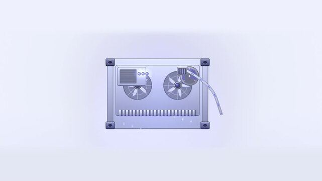 Abstract animated cold chain reefer being monitored drawn as cool blue-white lines and shapes on a bright, clean light background. Seamless looping 4K motion graphics video with free space for text, i
