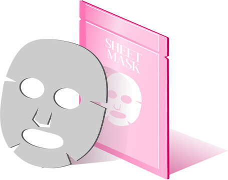 Cosmetics and Personal Care Products Isometric Illustration. Sheet Mask