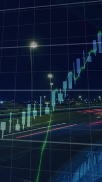 Animation of data processing over cityscape