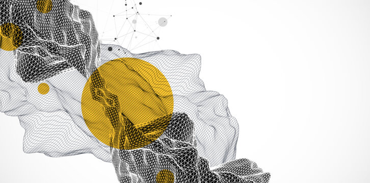 Abstract art wireframe background. Modern science or technology art elements. Surface illustration.