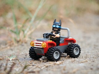 Naklejka premium Indonesia - August 15, 2023 : Mini toy at outdoor with blurred background.