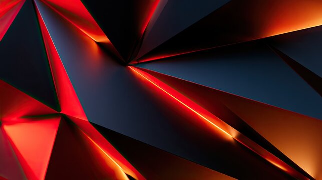 Abstract geometric planes with vibrant red and orange light accents