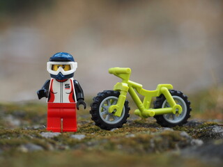 Naklejka premium Indonesia - August 8, 2023 : Mini toy at outdoor with blurred background.