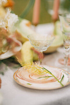 Dreamy pastel place setting for a garden party