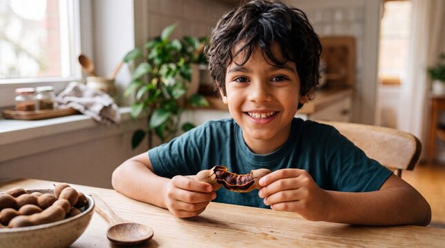 Childhood Discovery: First-Person POV of Young Boy with Fresh Tamarind