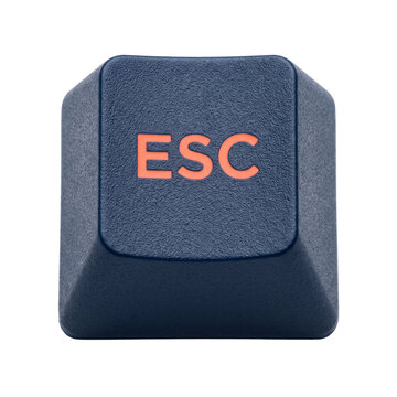 Dark blue mechanical keyboard escape keycap 3D icon isolated on transparent background