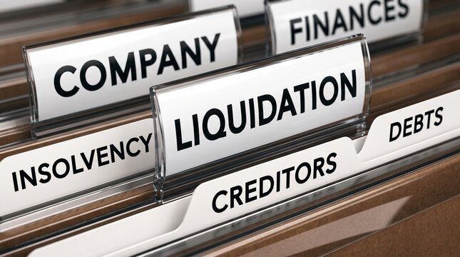 Company Liquidation and Corporate Insolvency Concept with Hanging Folders