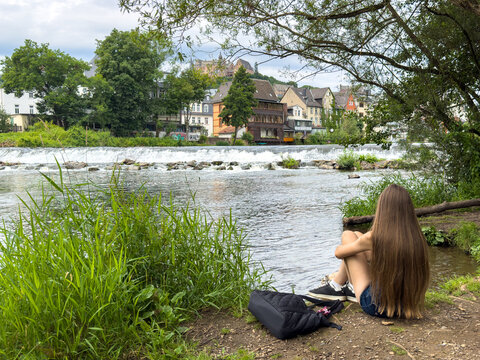 Student View over Marburg with the Lahn River and Historic Old Town, Hesse, Germany	