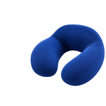 Cobalt memory foam travel neck pillow on transparent background