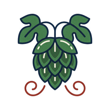 Hop Cone Botanical Illustration for Craft Beer Brewing Icon, Brewery Logo, and Oktoberfest Festival