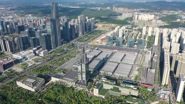 Aerial View of Guiyang Guanshanhu Zhongtian 201 Tower and International Convention Center