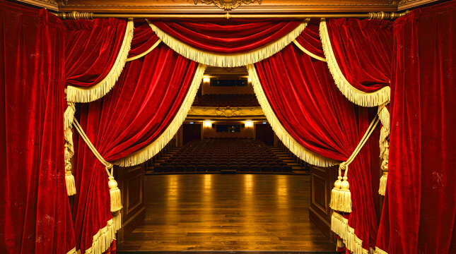 red curtain with spotlight