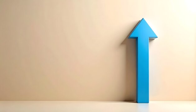 Upward Trend A Blue Arrow Signifies Growth and Progress Against a Plain Background