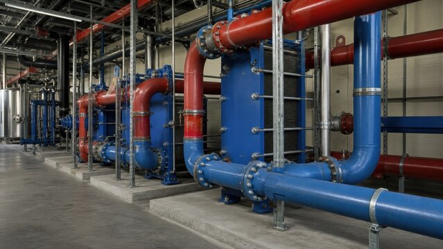 Heat exchanger station transferring recovered data center heat to a district energy loop, ideal for modern data center energy and cooling