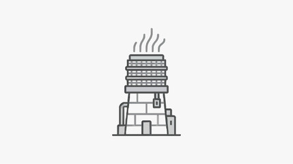 Fototapeta premium Modern industrial chimney with steam or smoke emitting from top