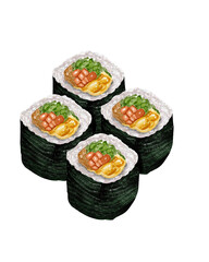 Watercolor sushi on plate © Elsa