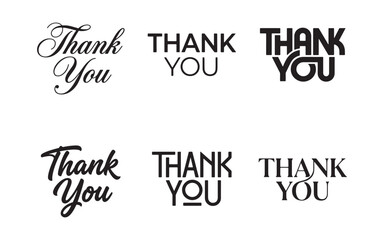 Obraz premium Set of black typographic thank you lettering phrases and calligraphy quotes with lettering