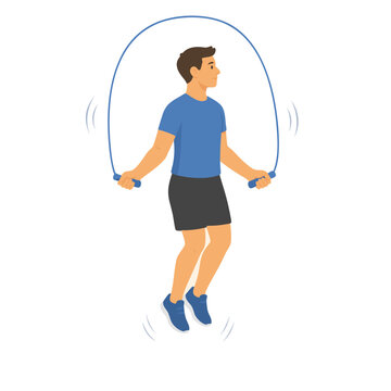 man jumping rope for cardio exercise and fitness training vector illustration