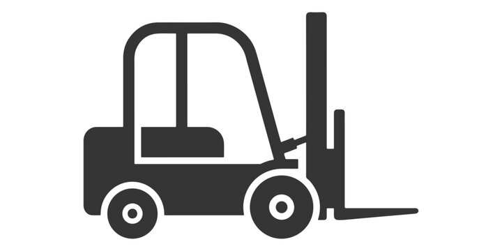 A black silhouette of a forklift truck, an industrial workhorse, stands ready for action, representing logistics and heavy lifting.