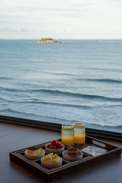 Afternoon Tea Tray with Ocean View by the Window