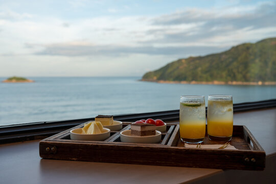 Afternoon Tea Tray with Ocean View by the Window