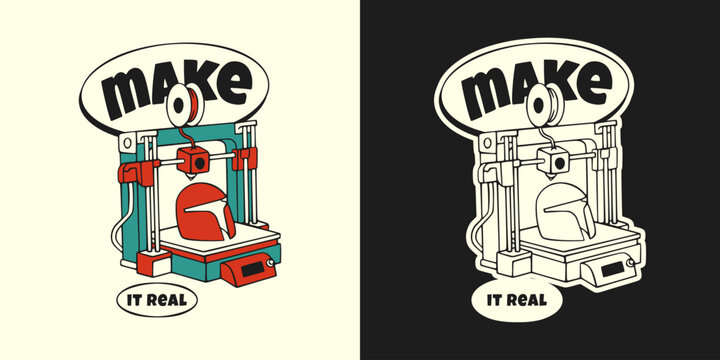 Make It Real 3D Printer Illustration